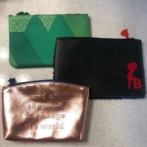Set of 3 small Ipsy makeup bags